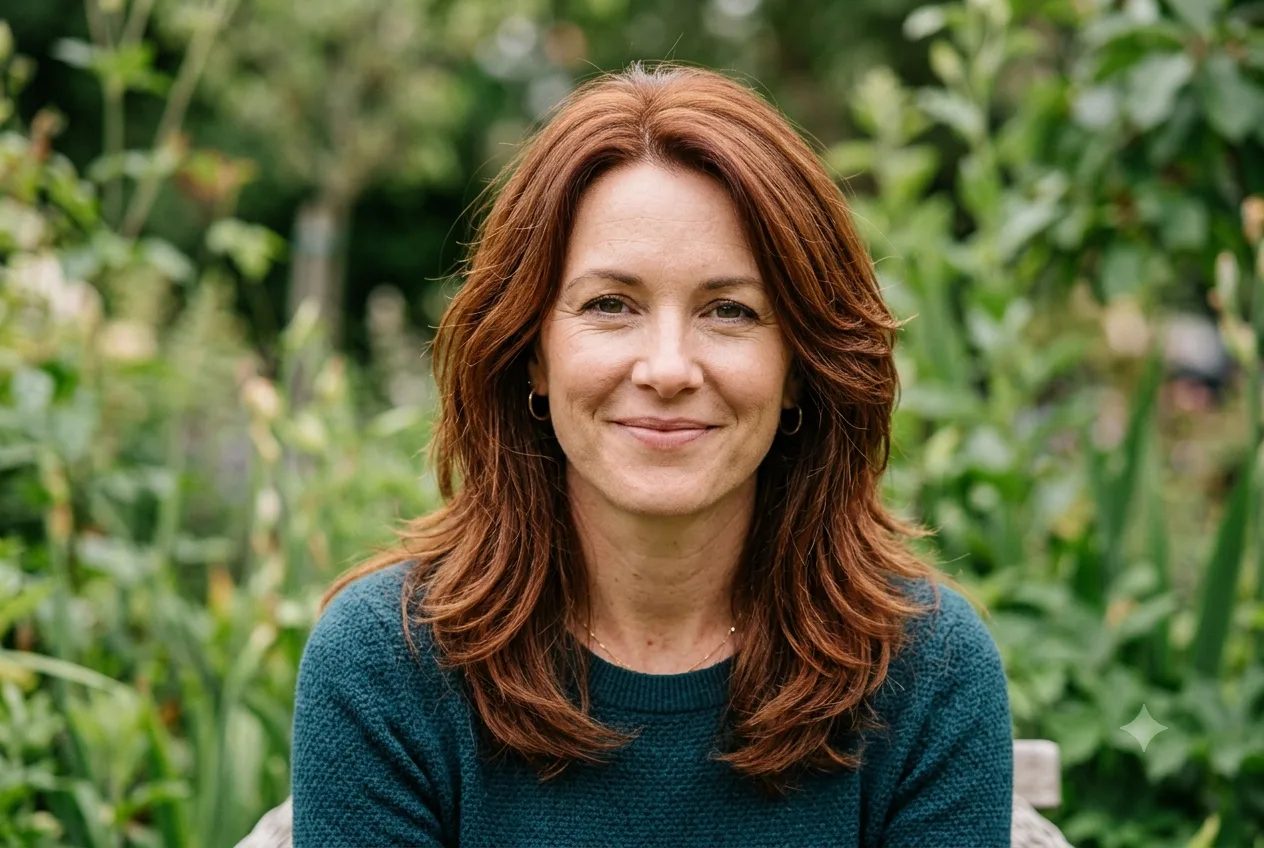 Corte de cabelo médio em camadas para mulheres de 40 anos