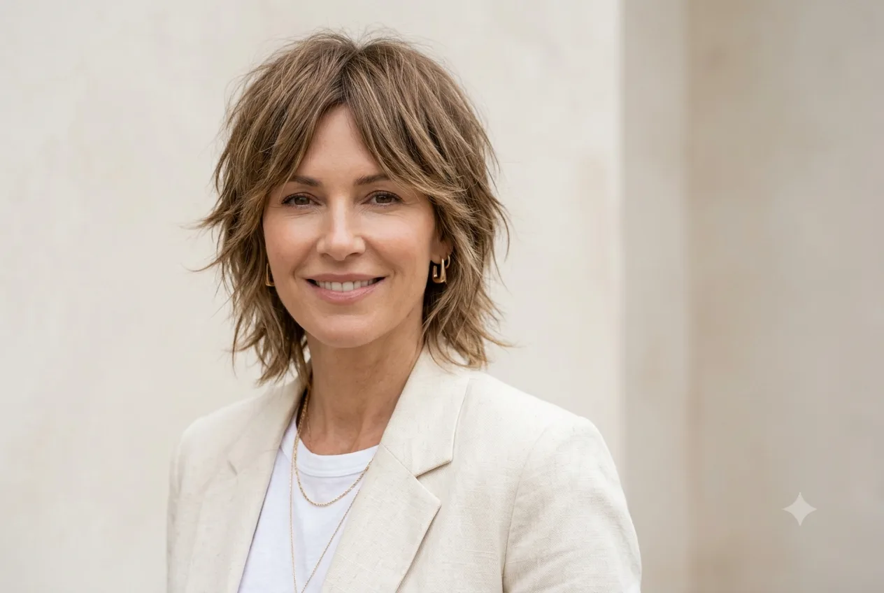Corte shag moderno para mulheres de 40 anos